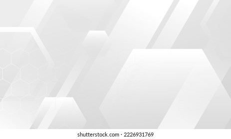 Technology banner design with white and grey arrows. Abstract geometric vector background