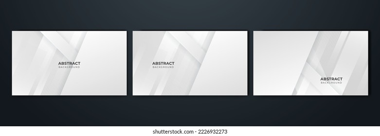 Technology banner design with white and grey arrows. Abstract geometric vector background
