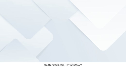 Technologie Banner Design mit weißen und grauen Pfeilen. Abstrakte geometrische Vektorgrafik Hintergrund
