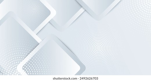 Technology banner design with white and grey arrows. Abstract geometric vector background