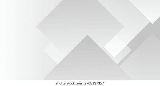 Technology banner design with white and grey arrows. Abstract geometric vector background