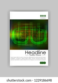 Technology Banner With Hud, Gui Banner Design Elements. Head-up Display Monitor. Futuristic User Cover. Infographic Menu Ui For Vr. VR goggles. Hologram headset. Game glasses. Vector Illustration
