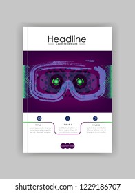 Technology Banner With Hud, Gui Banner Design Elements. Head-up Display Monitor. Futuristic User Cover. Infographic Menu Ui For Vr. VR goggles. Hologram headset. Game glasses. Vector Illustration