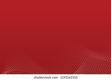 Technology Banner. Red Particle Wave Abstract Background. Vector