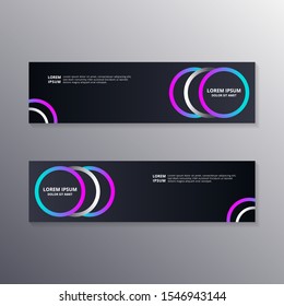 Technology Banner Template, Abstract Dark Neon Background suitable for web header, footer, advertising vector design