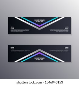 Technology Banner Template, Abstract Dark Neon Background suitable for web header, footer, advertising vector design