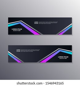 Technology Banner Template, Abstract Dark Neon Background suitable for web header, footer, advertising vector design