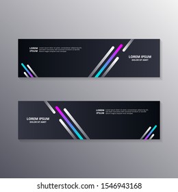 Technology Banner Template, Abstract Dark Neon Background suitable for web header, footer, advertising vector design