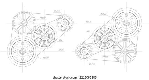 Technology banner.Mechanical Engineering background .Technical drawing .Vector illustration.