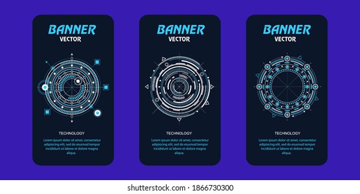 Technology banners set .Techno background for mobile phone .Vector illustration.	