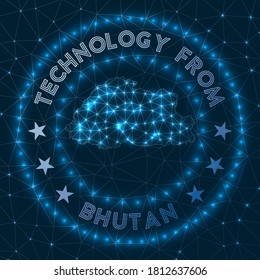 Technology From Bhutan. Futuristic geometric badge of the country. Technological concept. Round Bhutan logo. Vector illustration.