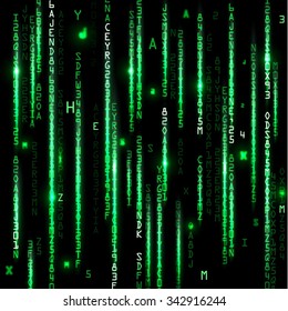 Technology binary background. Binary on green background. vector