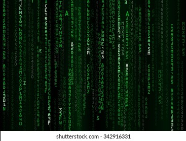Technology binary background. Binary on green background. vector