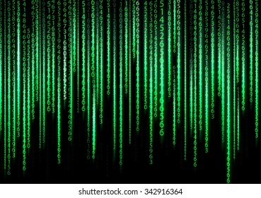 Technology binary background. Binary on green background. vector