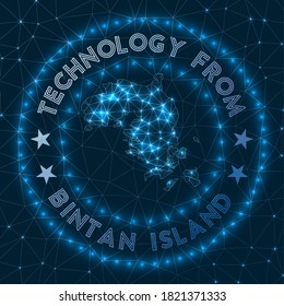 Technology from Bintan Island. Futuristic geometric badge of the island. Technological concept. Round Bintan logo. Vector illustration.