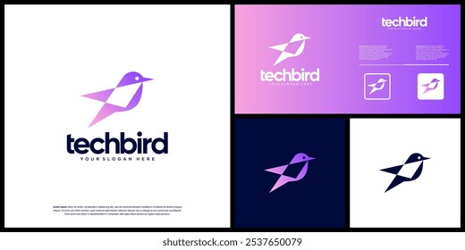 technology bird , digital network , modern abstract , logo graphic template.