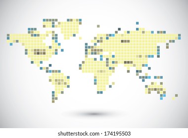 Technology Bits World Map Shape