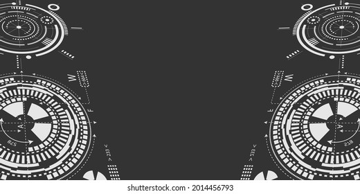 Technology black background.Hud Futuristic .Technical drawing.Electronic interface of the future . Fantastic circle .Vector illustration .