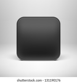 Technology black blank app icon (button) template with realistic shadow and light background for internet sites, web user interfaces (UI), applications (app) and business presentations. Vector design.