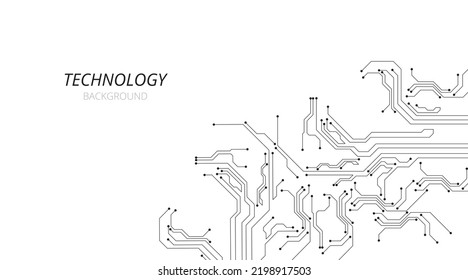 Technology black circuit diagram concept. High tech circuit board connection system.Vector abstract technology on white background.