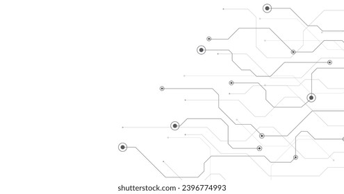 Concepto de diagrama de circuitos negros de tecnología. Sistema de conexión de placa de circuito de alta tecnología.Tecnología abstracta vectora en fondo blanco.