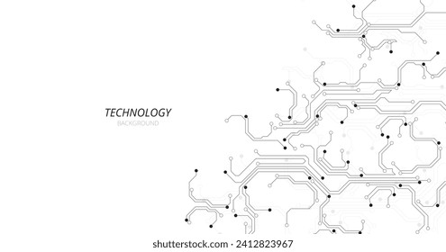 Technology black circuit diagram concept. High-tech circuit board connection system.Vector abstract technology on a white background.