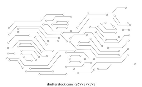 Conceito de diagrama de circuito preto de tecnologia. Sistema de conexão de placa de circuito de alta tecnologia. Tecnologia abstrata de vetor em um fundo branco.	