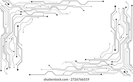 Concepto de diagrama de circuito negro de Tecnología. Sistema de conexión de placa de circuito de alta tecnología. Tecnología abstracta de Vector sobre fondo blanco.