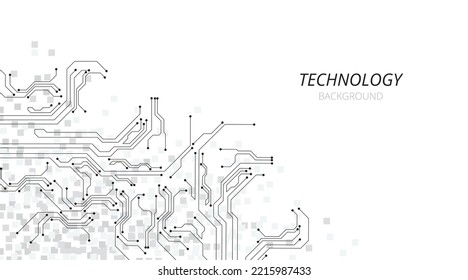 Technology black circuit diagram on white background.High tech circuit board connection system.futuristic digital innovation background. 