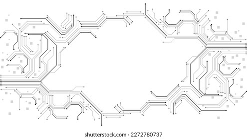 Technology black circuit diagram on white background.High-tech circuit board connection system. futuristic digital innovation background.	
