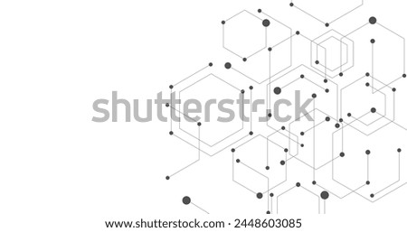 Technology black hexagon diagram on a white background. High-tech hexagon geometric connection system.Vector abstract technology on a white background.	