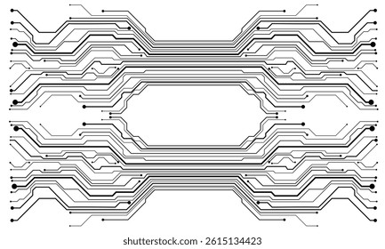 Technology Black lines circuit cyber pattern on white background vector illustration.