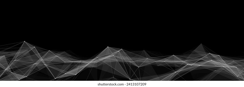 Technology black wave with lines. Big data visualization. Analytics representation. Digital background. Vector illustration.