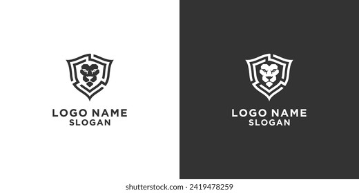 Technology black and white lion head logo