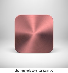 Technology blank app icon (button) template with pink metal texture (chrome, silver, steel), realistic shadow and light background for interfaces (UI), applications (apps) and presentations.