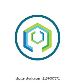 tecnología de diseño de la ilustración del logotipo de la cadena de bloques
