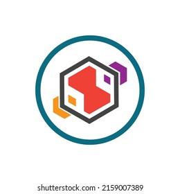 tecnología de diseño de la ilustración del logotipo de la cadena de bloques