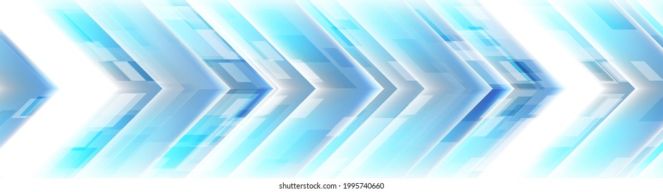 Technology blue abstract shiny background with arrows. Vector digital banner design