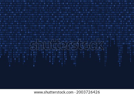 Technology blue background. Binary code cyber texture. Seamless binary code vector with copyspace.