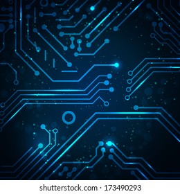Technology blue background. Vector illustration for your artwork. 