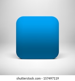 Technology blue blank app icon (button) template with realistic shadow and light background for internet sites, web user interfaces (UI), applications (app) and business presentations. Vector design.