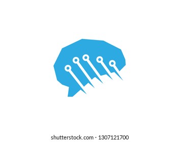 Technology blue brain for logo design illustration on white background 