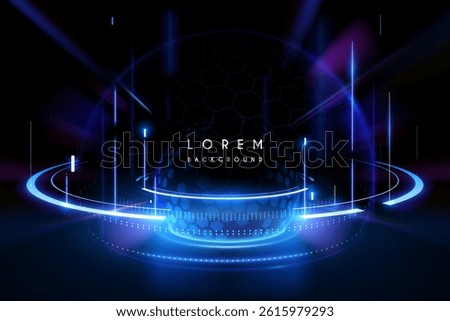 Technology blue circle light lines background