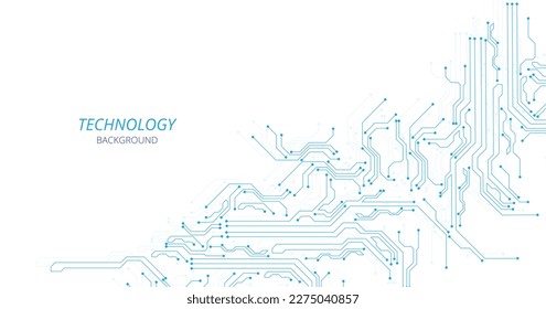 Technology blue circuit diagram on white background. High-tech circuit board connection system.Vector abstract technology on white background.