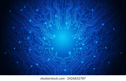 Technology blue circuit light energy power system computer mainboard geometric creative design modern futuristic background vector illustrationn.