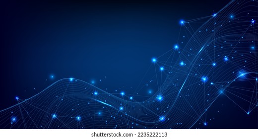 Technology blue color scifi of science fluid grid pattern wave. Big data connection network concept. Global business infographic vector design.