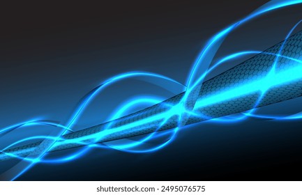 Technology blue light energy wave futuristic design untramodern creative background vector illustration.
