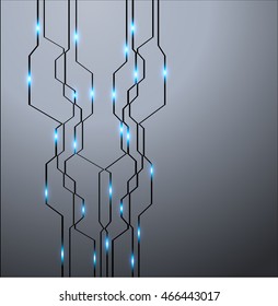 Technology blue light power on gray modern design background vector illustration.