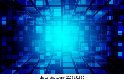 Technology blue light squares data media geometric design modern futuristic background vector illustration.