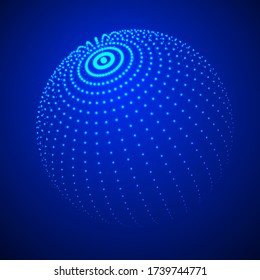 Technology blue sphere with connecting dots. Digital abstract network structure. Vector illustrations